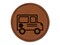 School Bus Icon Round Iron-On Engraved Faux Leather Patch Applique - 2.5"